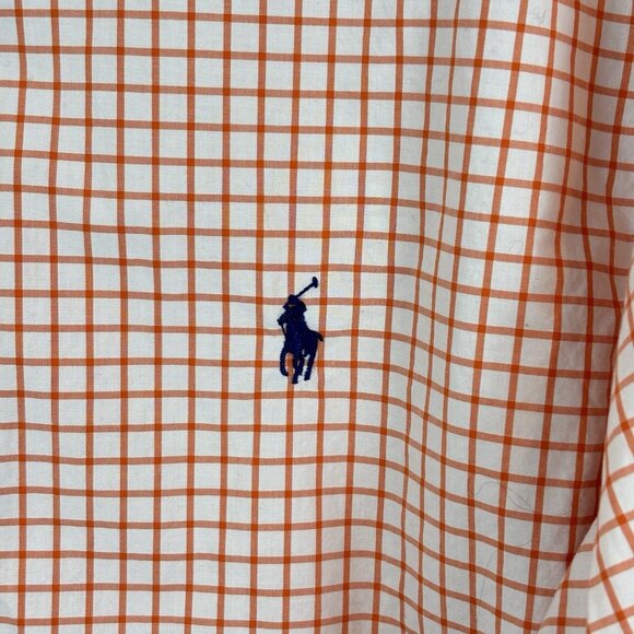 Ralph Lauren Men's Orange Check Long Sleeve Shirt Slim Fit Size X-Large Workwear - Picture 2 of 12